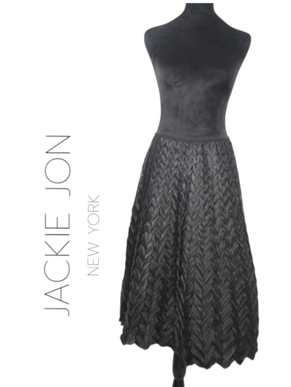 Jackie Jon New York Vintage Black Skirt with Chevron Textured Size PM